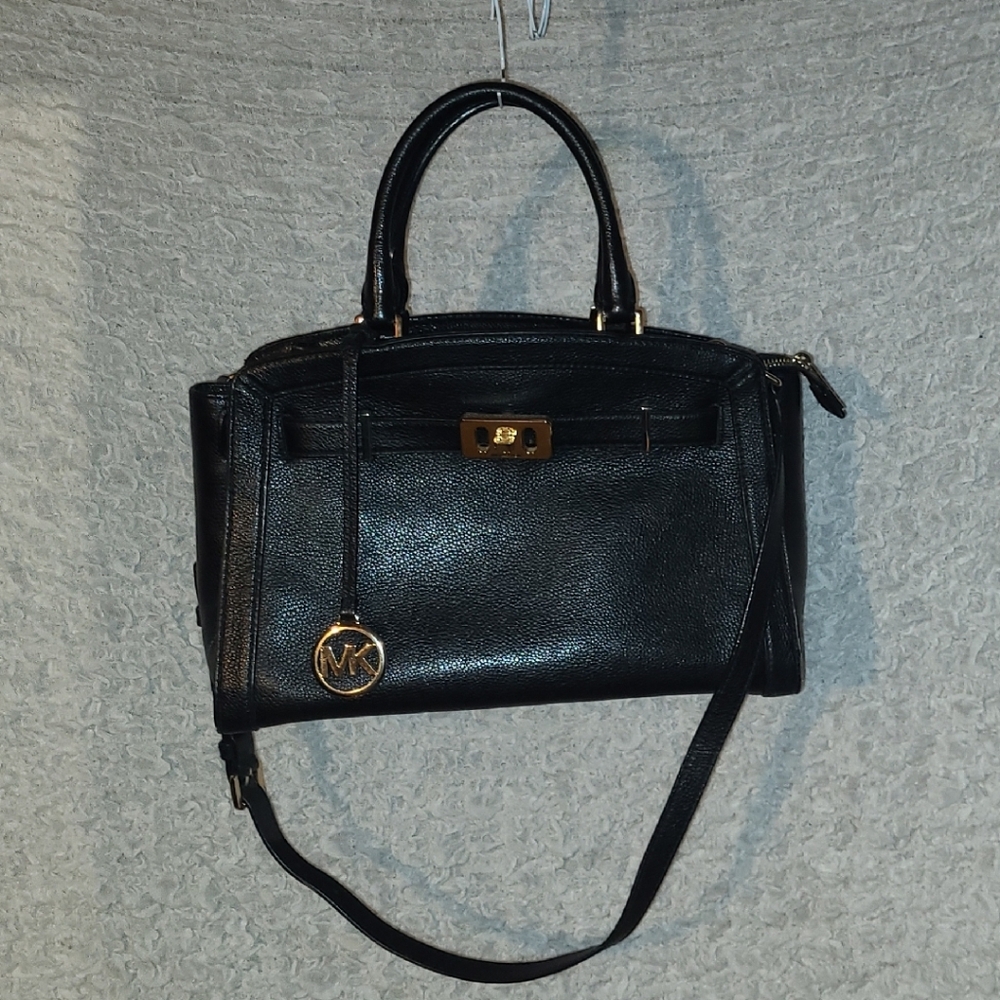 Michael Kors Black Shoulder Bag with Gold Details